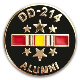 DD214 Lapel Pin with National Service Ribbon and Stars Hat Pin for Veterans VetFriends.com