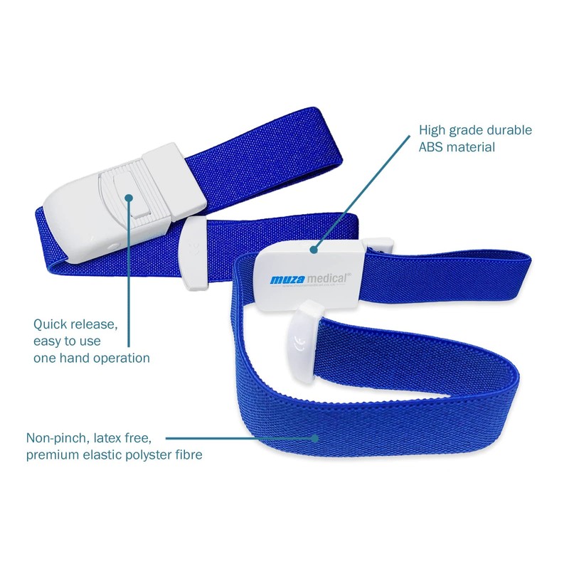 Muzamedical Tourniquet Quick Release Buckle, Latex Free (Blue)