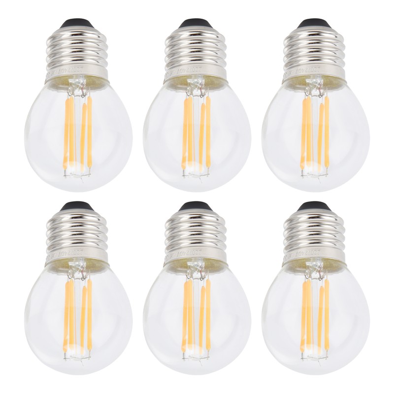 6PCS G45 E27 LED Light Bulb Transparent Glass Bulb Vintage