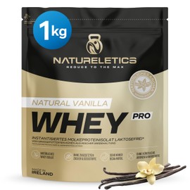 Natureletics Premium Whey Isolate Vanilla Unsweetened, Lactose Free, Low Fat without Sweeteners, No Added Sugar, from Grass-Fed Cows from Natural Pasture Farming