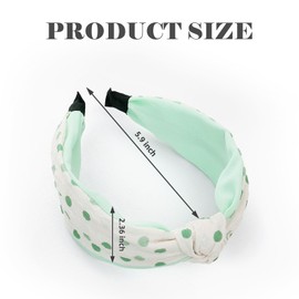 Yonchic 2-Piece Polka Dot Top Knot Headbands for Women & Girls, Cute Wide Headband for Women’s Hair, Non Slip Fashion Hair Bands Hairband (Yellow & Green)