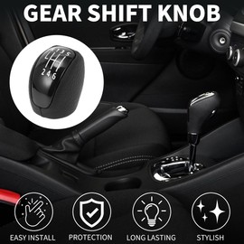 TUCKBOLD 6 Speed Manual Gear Shift Knob for Renault Laguna | Front Automotive Gearbox Stick Shifter Lever Knob Black Plastic Faux Leather 1 Pc