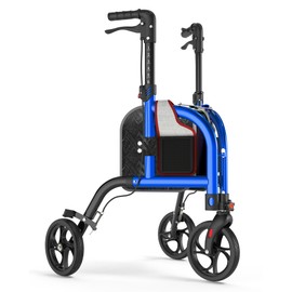 SUCCU 3 Wheel Walkers for Seniors, Foldable Narrow Wheeled Rollator, Blue
