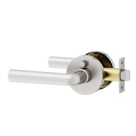 Okun Arc 1-Pack Brushed Nickel Privacy Door Levers – Push Button Lock, Reversible, Sleek Concealed-Mount Design for Bedroom & Bathroom