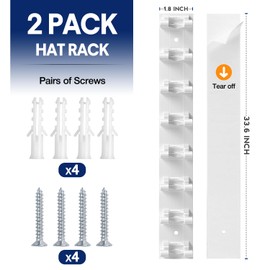 Jcocylse Pack of 16 Cap Holders - Practical Cap Holder Offers Space for 20 - Sturdy Hat Shelf for Hats, Scarves & Baseball Cap - Cap Holder for Hallway, Wardrobe & Entrance Area Type A (White)