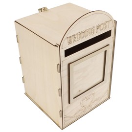 Handmade Wooden Wedding Mailbox Post Box with Lock, Retro Wood Card Box for Wedding Reception Decorations, Great for Weddings and Parties (JM01618)