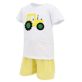 Conjunto de pantalones cortos de 2 piezas para niños y bebés, diseño de tractor verano granjero, Amarillo, 1yr/XXS
