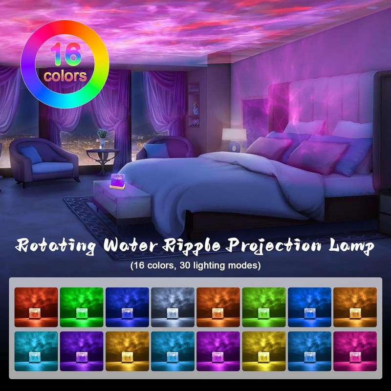 YeahBoom Wave Lamp, Water Wave Lamp, LED Starry Sky Projector