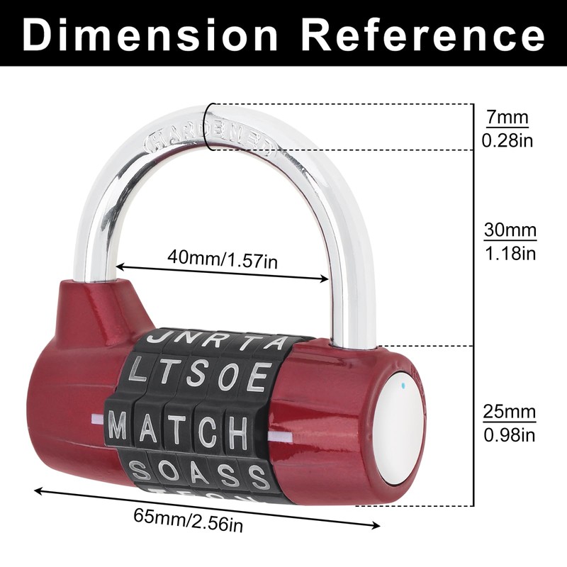HOJLKLD Gym Locker Lock 5 Letter Word Lock Safety Padlock
