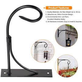 MANTINFY Hanging Plant Bracket, 11 Inches Wall Mount Hanging Plant Hook, Rust-Resistant Decorative Metal Plant Hanger for Hanging Plant Flower Lantern Bird Feeder Wind Chimes