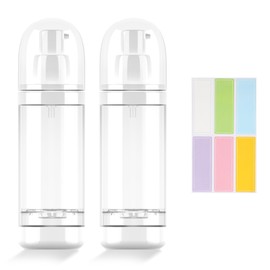 IOOROSE Airless Pump Bottle Refillable Travel Containers 15 ml/0.5 oz (Clear, 2 Pack)