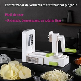 Rallador De Verduras En Espiral Espiralizador 5 Cuchillas Cortador De Verduras Plegable, Diseño Antideslizante Libre De Bpa Ideal Para Ensaladas De Pasta Y Más