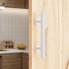 SMARTSTANDARD 12" Barn Door Handles,Sliding Barn Door Pull Handle White Heavy Duty Large Rustic Two-Side Design for Gates Garages Sheds Furniture Solid Steel Material Round