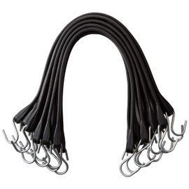 21" Inch 10 Pack Rubber Bungee Cords with Metal Hooks for Flatbed Trucks- Heavy Duty Tarp Tie Down Straps