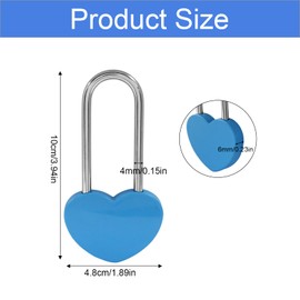 Cionyce Love Lock Heart Padlock, 2 Pcs Blue Heart Shaped Lock 3.5" 50mm for Lovers Wedding,Valentines,Anniversary,Travel, Valentines Day, Bridge(NO Key)