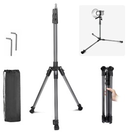 JEBUTU Photography Light Stand, 6.5ft/200cm Tripod Light Stand for Travel, Light Stand w 1/4" Srew, Reversible Portable Studio Light Tripod Stand for Camera, Flash Light, Strobe Light, Small Softbox