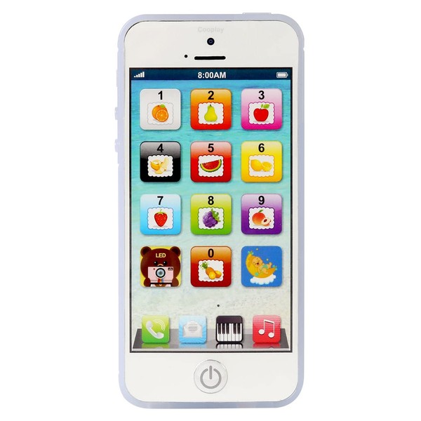 Cooplay White 1:1 Music Phone Toy Yphone Y-Phone Animal Play Cell Phone Learning English Educational Mobile Study Best Gift Prize for Baby Kids Children