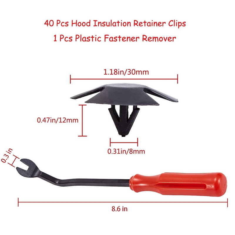 FEBRYTOLD Hood Insulation Retainer Clips - 40 Pcs Hood Insulation