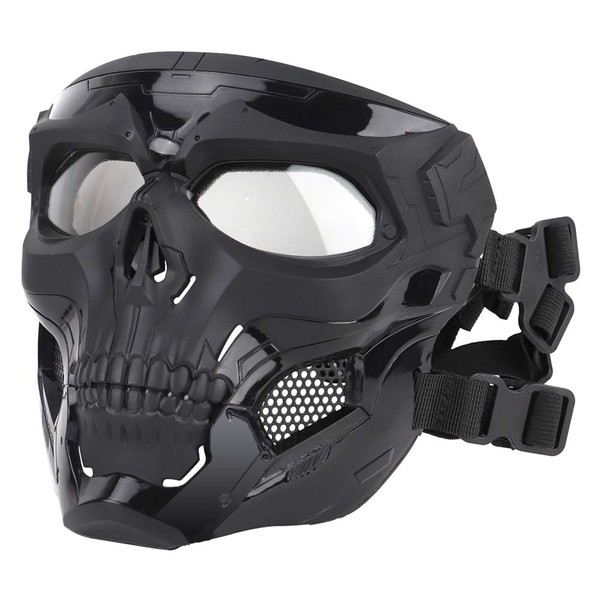 ATAIRSOFT Masque de Protection Complet réglable crâne Protecteur pour Airsoft Paintball Cosplay Costume Party (Noir)