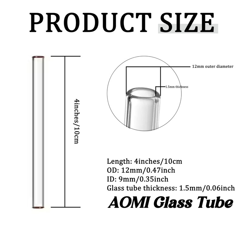 Glass Blowing Tubes, 6pcs 4inch Long Clear Borocilicate Glass Tubes