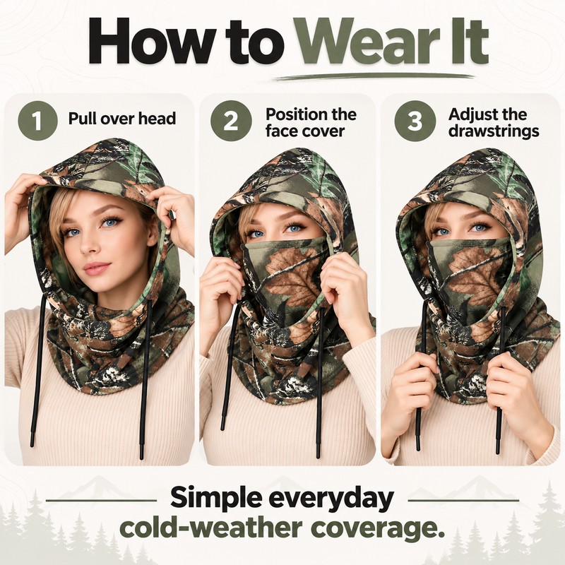 Fleece Balaclava for Winter Outdoor Use – Unisex Polyester Face