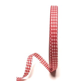 s.dekoda Ribbon 50 m x 10 mm Red - White Check Ribbon Gingham Woven Decorative Ribbon Checked