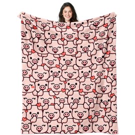 Siasieasea Pig Blanket Pig Gifts for Girls Women Pigs Lovers Soft Flannel Blankets Birthday Gifts Decor Stuff Cute Pink Pigs Themed Throw Blanket 50" x 40"
