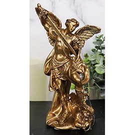 Ebros Bronzed Greek Orthodox Christian Church Archangel of The Angelic Council Statue 5" Tall Figurine (Michael The Guardian of The Church and Commander of God's Army)