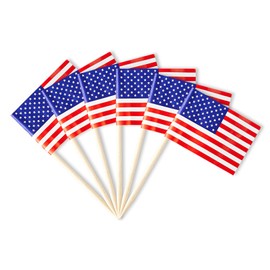 Usa Flag American Miniature Toothpick Flags Decorations Small Cupcake Toppers Cocktail Food Flags Decor For Independence Day Party Bar (100 pack)