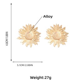 Bohemian Sunflower Earrings, Sunflower Floral Dangle Earrings for Women, Sunflower Plant Statement Earrings, Sunflower Flower Stud Earrings Sunflower Boho Jewelry (Gold)