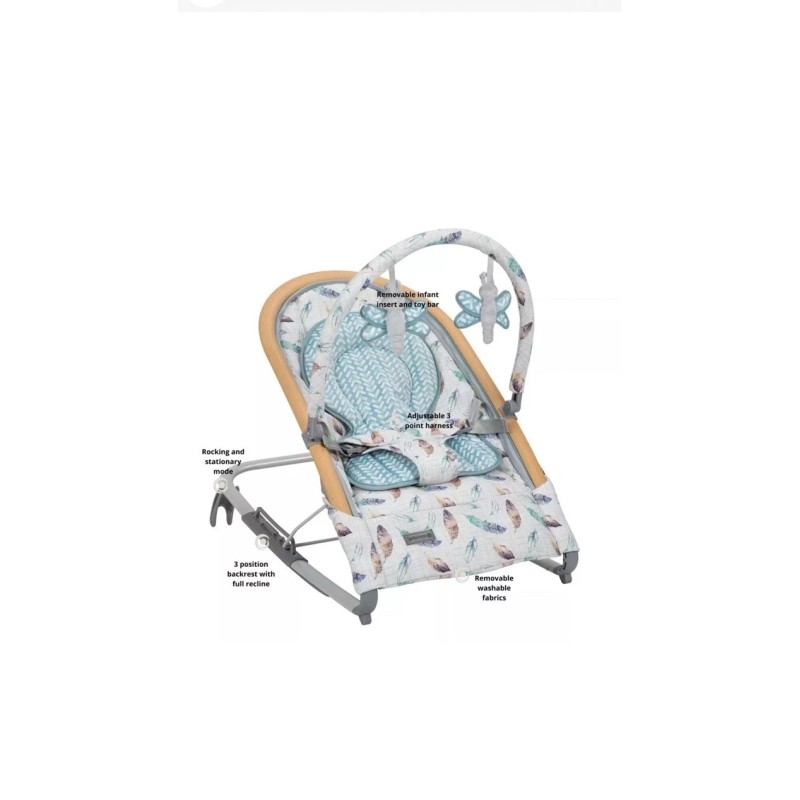 Monbebe Serenity Rocker Three-Position Reclining Seat Watercolor Feather NIB