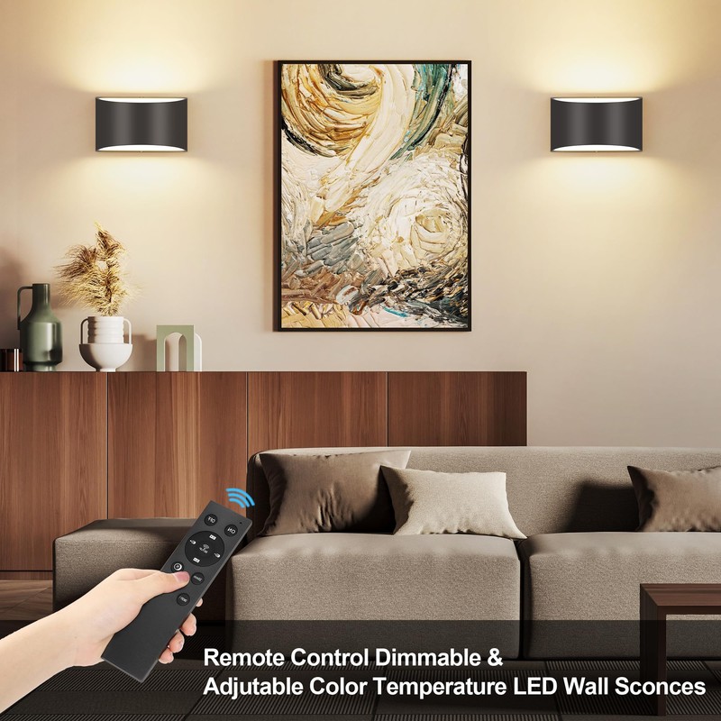 TRLIFE Modern LED Wall Sconces, Remote Control Dimmable and Adjustable
