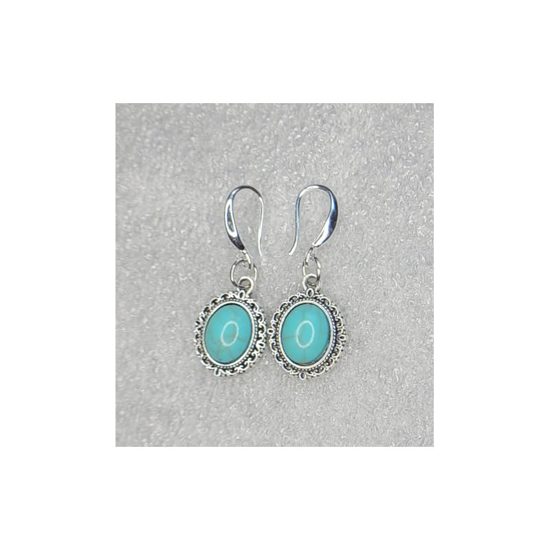 Sterling Silver oval turquoise Earrings