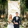 Happy Anniversary Backdrop Banner White Gold Elegant Door Cover Photography