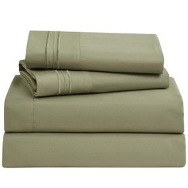 Clara Clark Full XL Bed Sheet Set - Wrinkle, Fade, Stain Resistant, Deep Pocket Sheets - Luxury Soft Bedding Sheets & Pillowcases, Full XL Sage Green