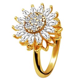 EWOECUI Anxiety Spinning Rings, Open Ring, Fidget Spinner Rings, Adjustable Open Anti-Stress Ring for Women