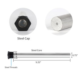 vattceel (2 Pack) Magnesium Anode Rod for RV Water Heater 1 Year Warranty Suburban - Teflon - 9.25 in L x 3/4 in NPT