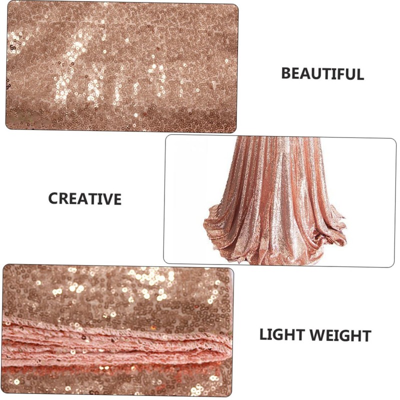 LIFKOME 1pc Rose Gold Sequin Tablecloth Decorative Table Cover for
