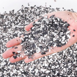 Jucoan 2 Kg/4.4 Lb Blend Decorative Colors Chips, Garage Floor Epoxy Paint Flakes, Concrete Floor Coating Paint Chips for Garage Wall Interior and Exterior House Paint, 3 Colors, Gray, White, Black