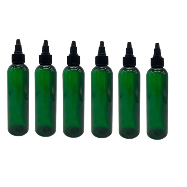 Natural Farms Botellas moradas Cosmo sin BPA de 4 onzas, paquete de 6 recipientes vacíos rellenables, aceites esenciales, para el cabello, aromaterapia, tapa negra para abrir/cerrar, fabricadas en los Estados Unidos
