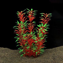 Saim Large Fish Tank Plants 12.5 Inches Tall, 3 Pack Plastic Plants Aquarium Ornaments Artificial Plant Wild Bush Reeds for Aquarium Fish Tank Aquatic Decor - Red&Green
