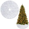 FUHSY White Sequin Tree Skirt Silver Large Velvet Christmas Tree