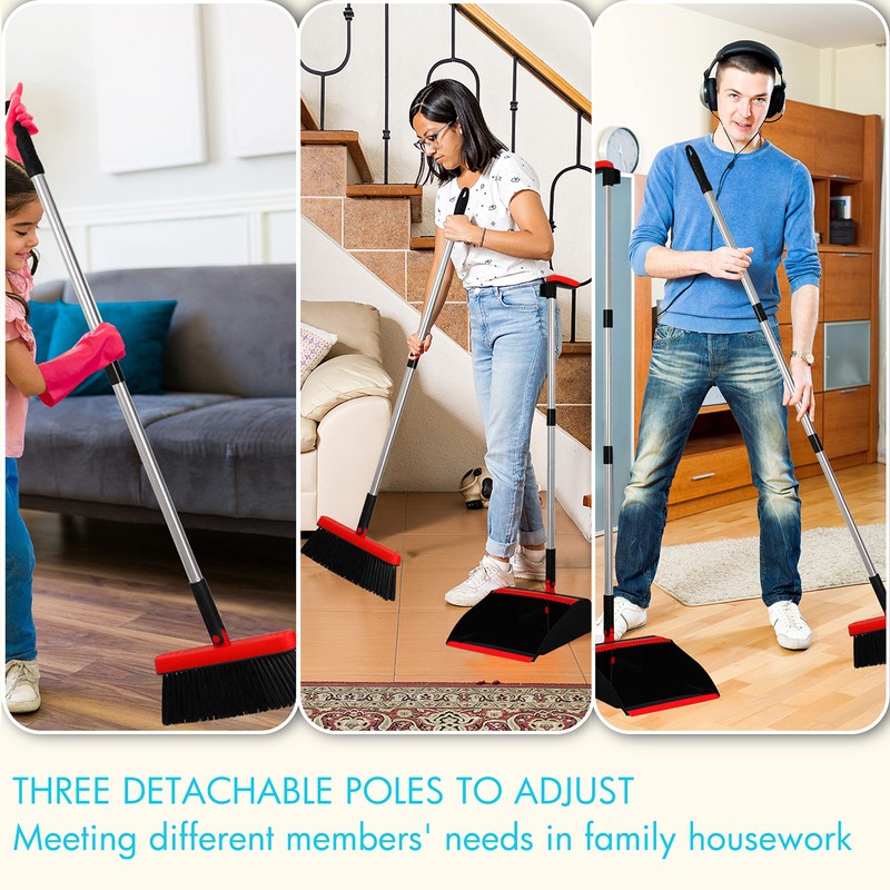 PHYEX 2-Pack Broom and Dustpan Combo Set, with 48" Adjustable