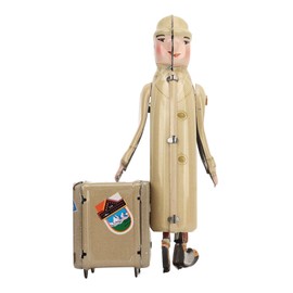 Wind Up Walking Traveler Toy, Nostalgic Retro Clockwork Toy for Adults, Tinplate Home Bar Decoration with Detailed Craftsmanship