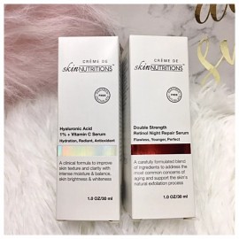 Creme De Skin Nutrition Skin Nutritions Lot (2) Retinol Night Repair & Hyaluronic Acid 1% VitC Day Serum