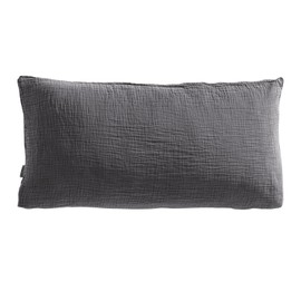 Pure Label Muslin Pillowcase 40 x 80 cm 100% Cotton - Incredibly Soft, Cuddly Cushion Sets in Anthracite Muslin