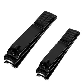 Aogeili Nail Clippers Set, Sharp Stainless Steel Fingernail Clipper & Toenail Clippers, Black Nail Cutter, Large and Small 2 Piece Set.