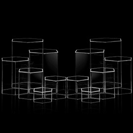 Jetec Hexagonal Jewelry Display Risers Hexagonal Market Display Risers Stands Acrylic Showcase Acrylic Stand for Jewelry Model Figures Decoration, 6 Sizes(Clear,12 Pieces)