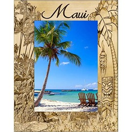 Saddle Mountain Souvenir Maui Hawaii Laser Engraved Wood Picture Frame Portrait (3 x 5)