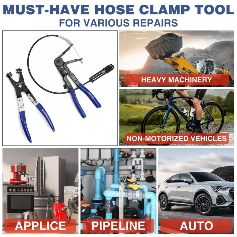 WORKPRO 2-Piece Hose Clamp Pliers Set 27" Flexible Hose Clamp